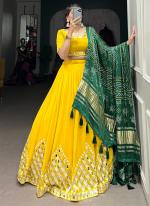 Georgette Yellow Festival Wear Mirror Work Ready To Wear Lehenga Choli